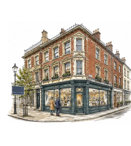 Illustration of a commercial high street property