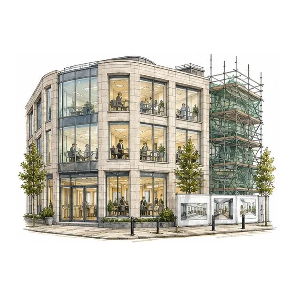 Illustration of a corner retail property